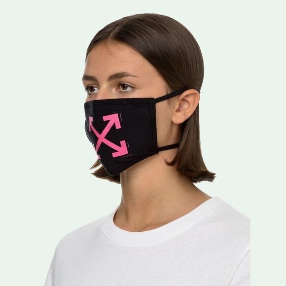 Off-White Black Fuchsia Pink Arrow Motif Unisex Mask NWT - Picture 7 of 16